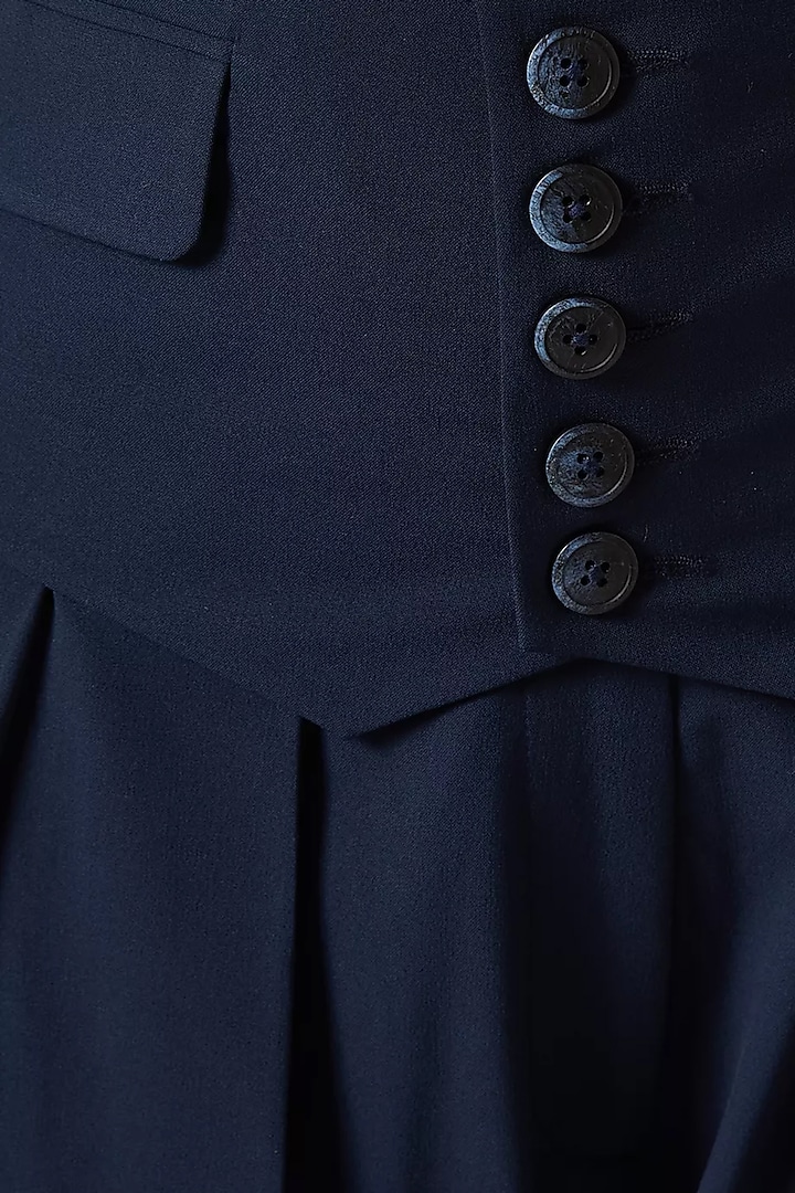 Navy Blue Poly Viscose Lycra Patriz Trouser by Notebook at Pernia's Pop Up Shop