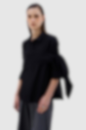 Black Cotton Poplin Blancha Shirt by Notebook at Pernia's Pop Up Shop
