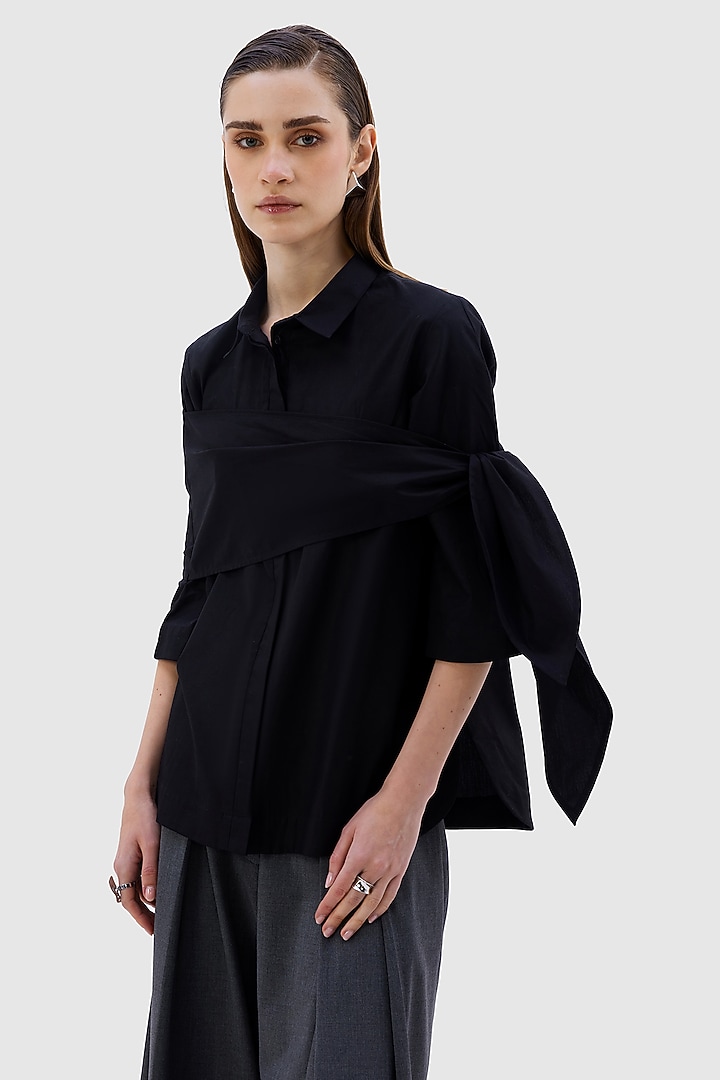 Black Cotton Poplin Blancha Shirt by Notebook at Pernia's Pop Up Shop