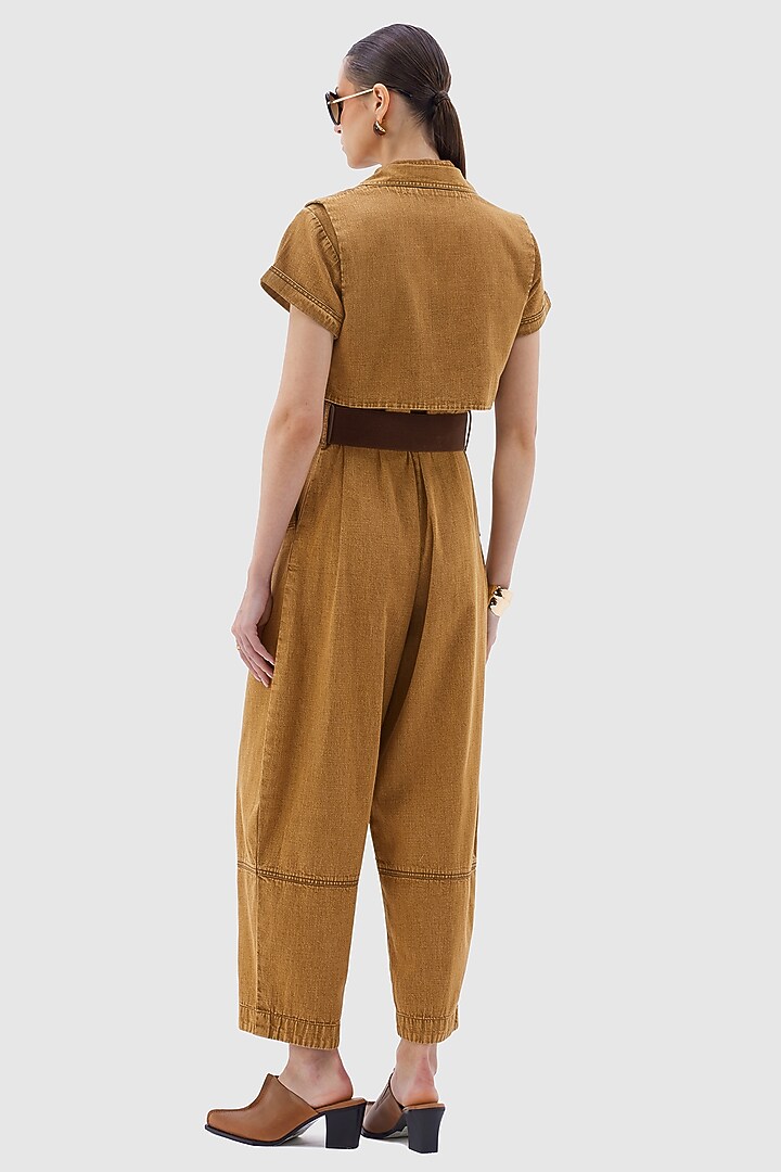 Brown Denim Jumpsuit With Jacket by Notebook at Pernia's Pop Up Shop