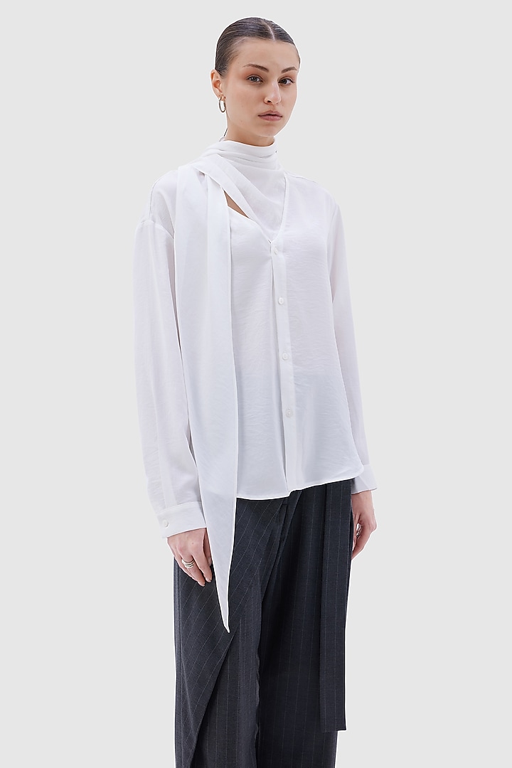 White Lyocell Cotton Elba Shirt by Notebook at Pernia's Pop Up Shop