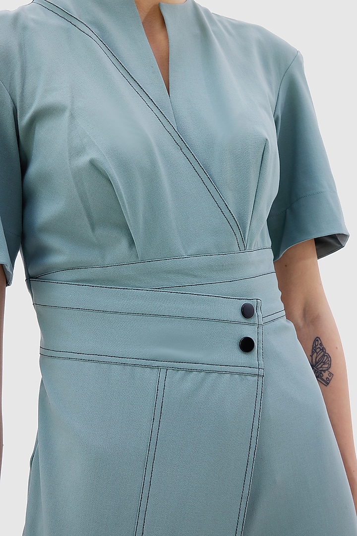 Tea Green Poly Viscose Lycra VIA Jumpsuit by Notebook at Pernia's Pop Up Shop