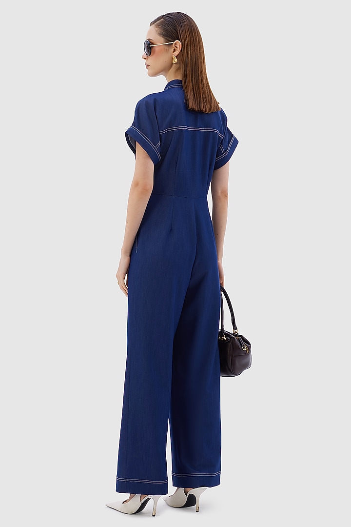 Blue Denim Tencel Paola Jumpsuit by Notebook at Pernia's Pop Up Shop