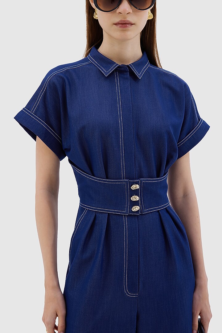 Blue Denim Tencel Paola Jumpsuit by Notebook at Pernia's Pop Up Shop