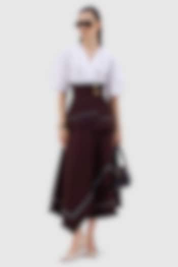 White & Brown Cotton Poplin Co-Ord Set by Notebook at Pernia's Pop Up Shop
