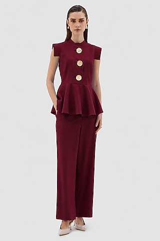 Wine Terry Rayon Co-Ord Set by Notebook