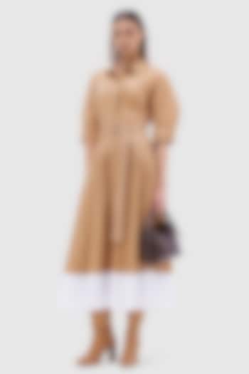 Beige Cotton Poplin Capri Midi Summer Dress by Notebook at Pernia's Pop Up Shop