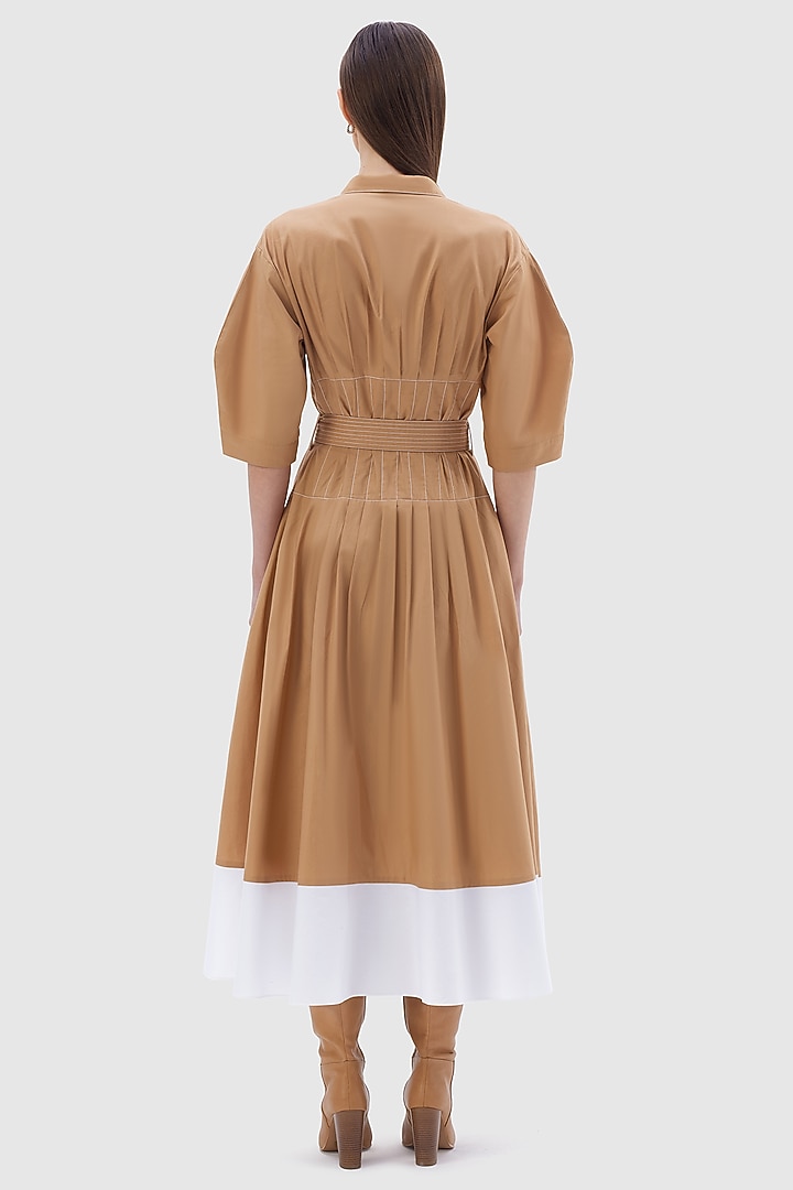 Beige Cotton Poplin Capri Midi Summer Dress by Notebook at Pernia's Pop Up Shop