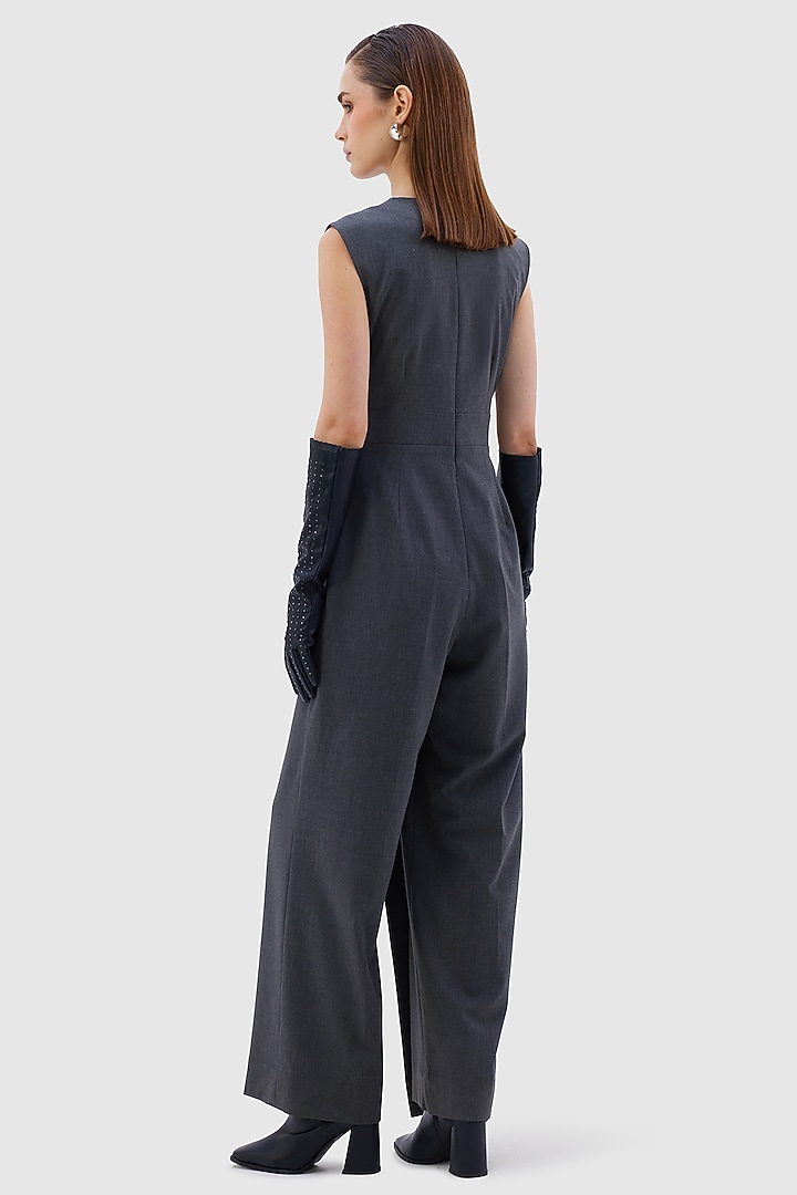 Grey Poly Viscose Lycra Francesca Jumpsuit by Notebook at Pernia's Pop Up Shop