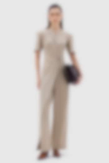 Nude Poly Viscose Lycra VIA Jumpsuit by Notebook at Pernia's Pop Up Shop