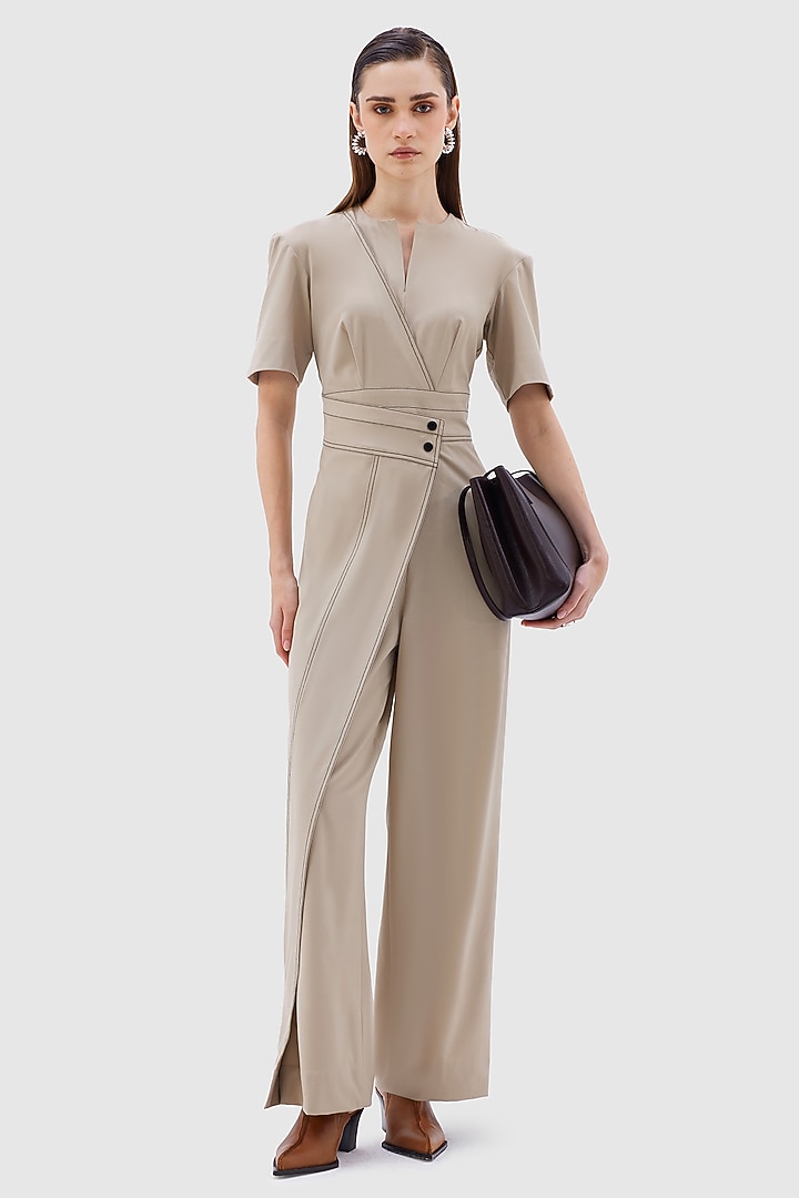 Nude Poly Viscose Lycra VIA Jumpsuit by Notebook at Pernia's Pop Up Shop