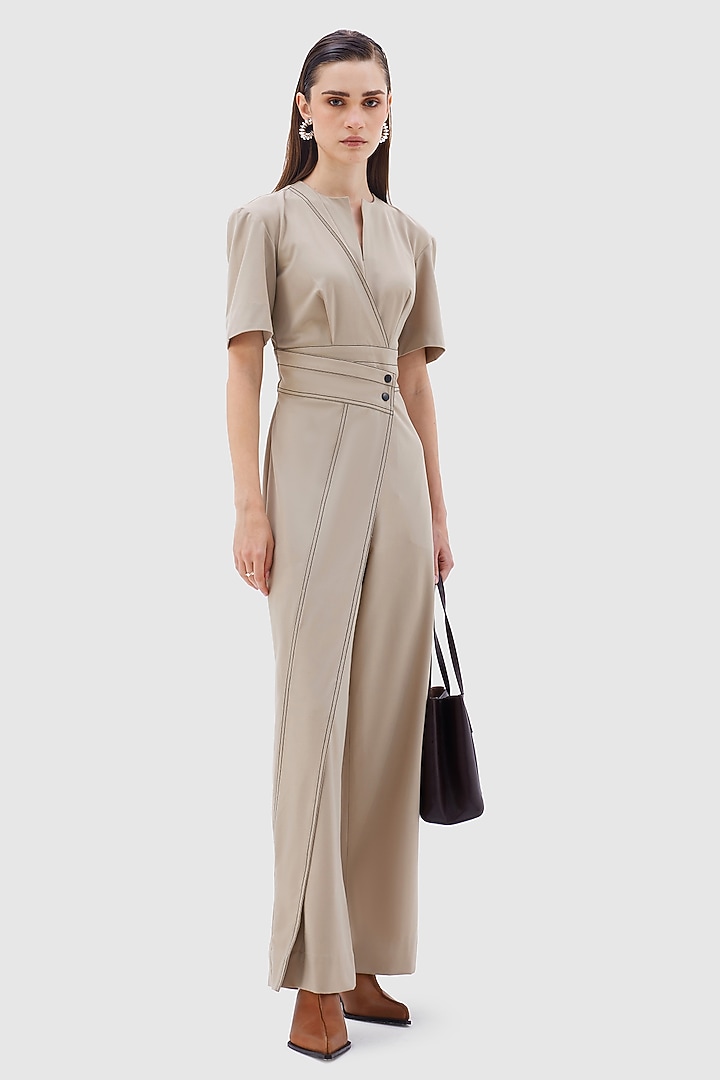Nude Poly Viscose Lycra VIA Jumpsuit by Notebook at Pernia's Pop Up Shop