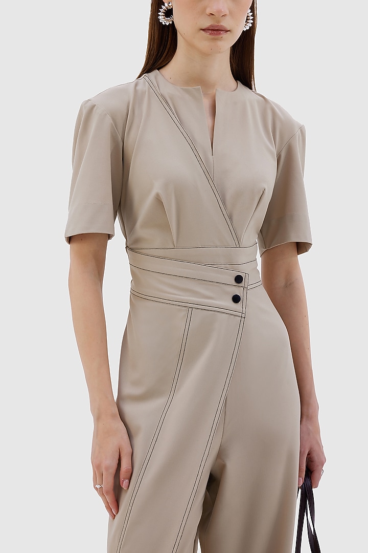 Nude Poly Viscose Lycra VIA Jumpsuit by Notebook at Pernia's Pop Up Shop