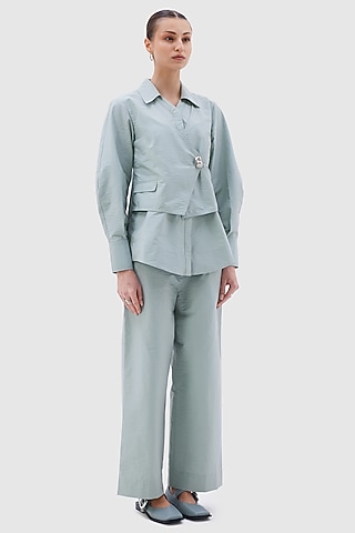 Stone Blue Cotton Co-Ord Set by Notebook