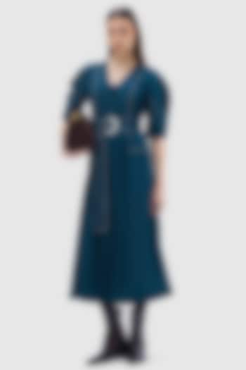 Teal Cotton Poplin Midi Summer Dress by Notebook at Pernia's Pop Up Shop