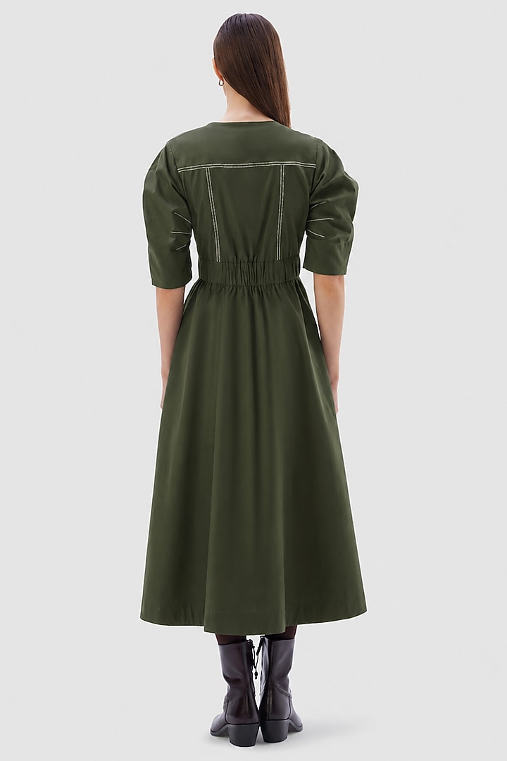Green Cotton Poplin Midi Summer Dress by Notebook at Pernia's Pop Up Shop