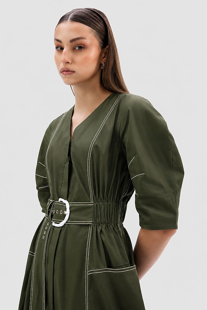Green Cotton Poplin Midi Summer Dress by Notebook at Pernia's Pop Up Shop