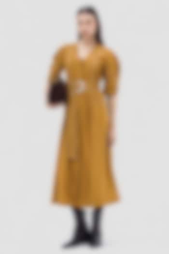 Camel-Colored Cotton Poplin Midi Summer Dress by Notebook at Pernia's Pop Up Shop