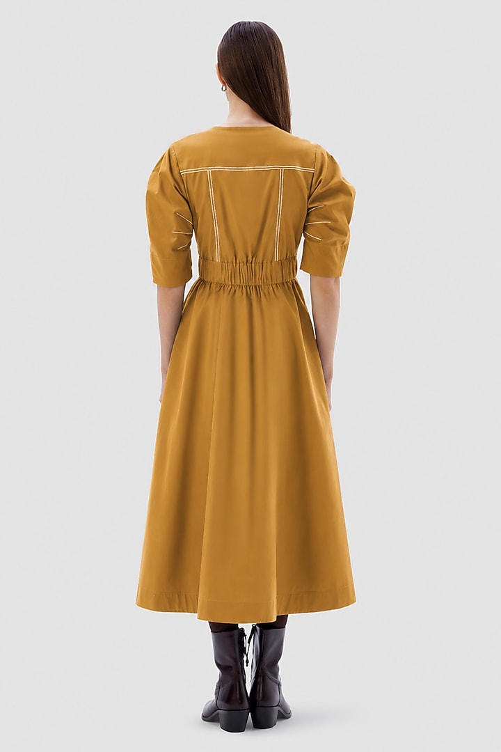 Camel-Colored Cotton Poplin Midi Summer Dress by Notebook at Pernia's Pop Up Shop