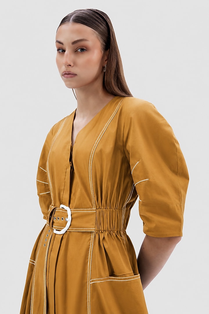 Camel-Colored Cotton Poplin Midi Summer Dress by Notebook at Pernia's Pop Up Shop