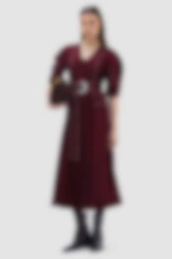 Wine Cotton Poplin Midi Summer Dress by Notebook at Pernia's Pop Up Shop