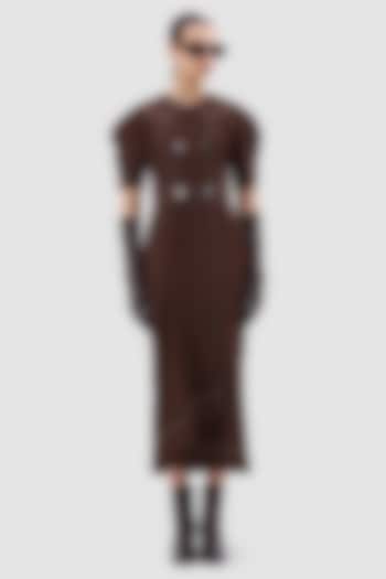Brown Cotton Poplin Midi Summer Dress by Notebook at Pernia's Pop Up Shop