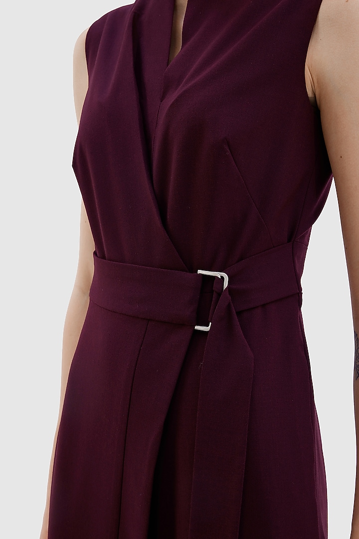 Wine Poly Viscose Lycra Jumpsuit by Notebook at Pernia's Pop Up Shop