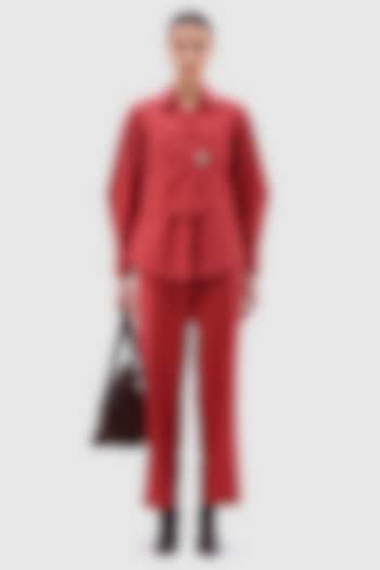 Brick Red Cotton Co-ord Set by Notebook at Pernia's Pop Up Shop