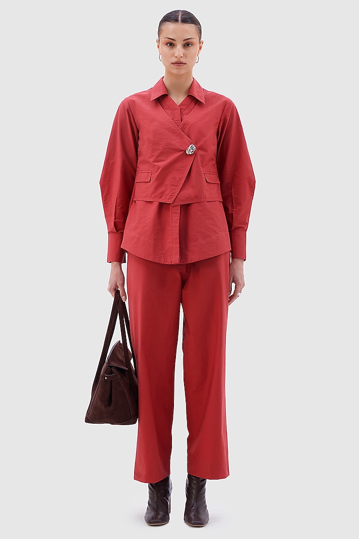 Brick Red Cotton Co-ord Set by Notebook at Pernia's Pop Up Shop