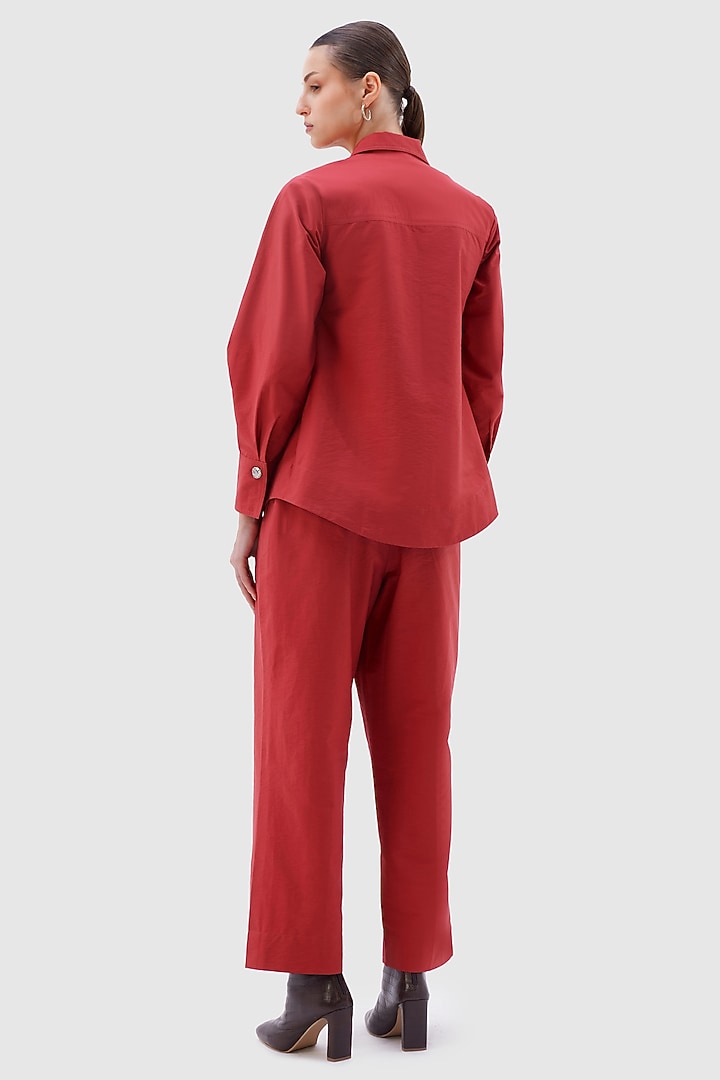 Brick Red Cotton Co-ord Set by Notebook at Pernia's Pop Up Shop