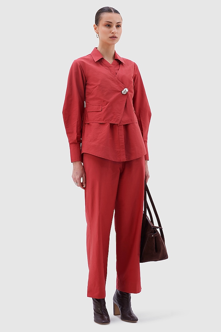 Brick Red Cotton Co-ord Set by Notebook at Pernia's Pop Up Shop