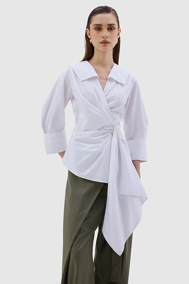 White Cotton Poplin Shirt by Notebook at Pernia's Pop Up Shop