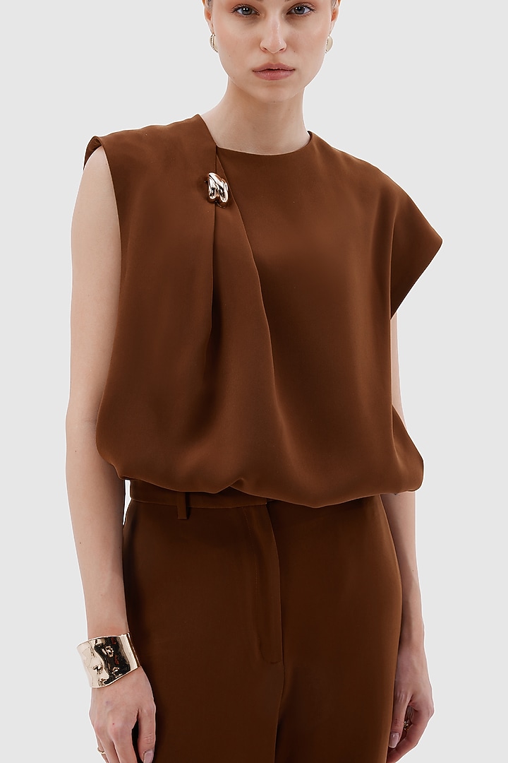 Cinnamon Japanese Crepe Co-Ord Set by Notebook at Pernia's Pop Up Shop