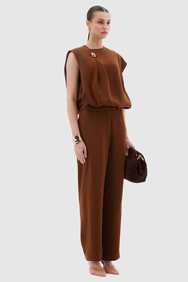 Cinnamon Japanese Crepe Co-Ord Set by Notebook at Pernia's Pop Up Shop