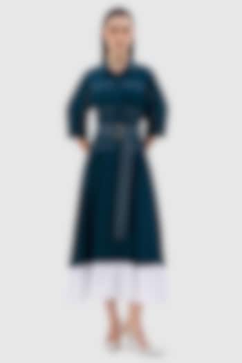 Teal Cotton Poplin Midi Summer Dress by Notebook at Pernia's Pop Up Shop