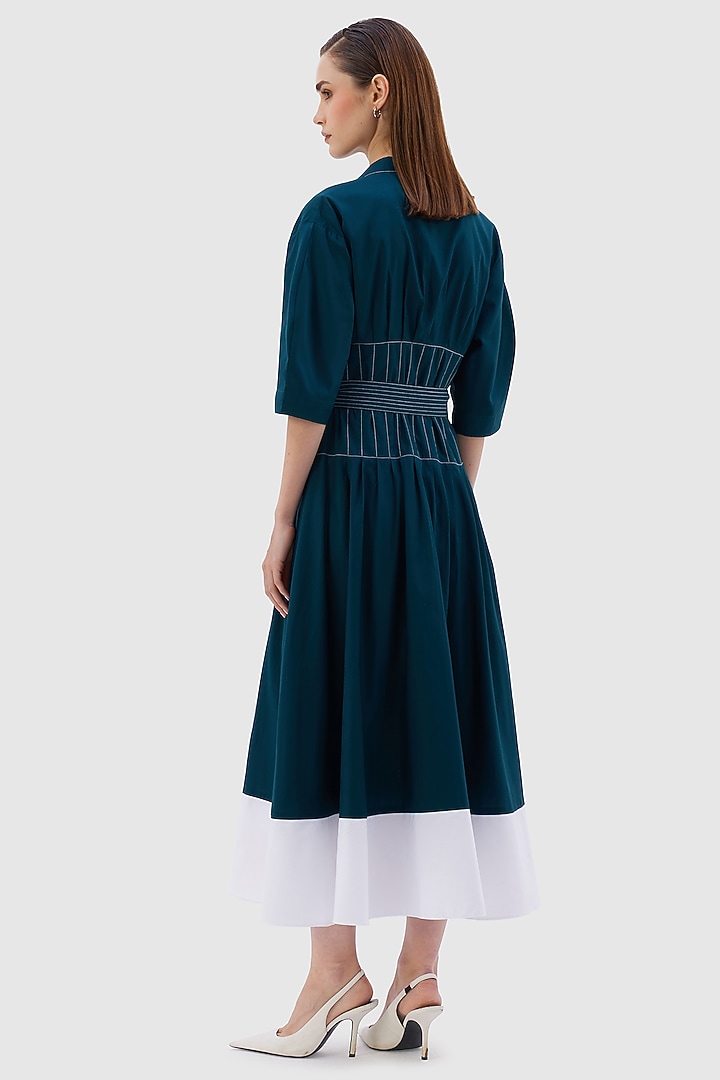Teal Cotton Poplin Midi Summer Dress by Notebook at Pernia's Pop Up Shop