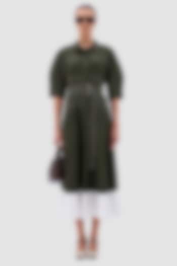 Military Green Cotton Poplin Midi Summer Dress by Notebook at Pernia's Pop Up Shop