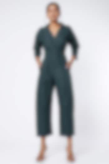 Teal Cotton Twill Jumpsuit by Notebook