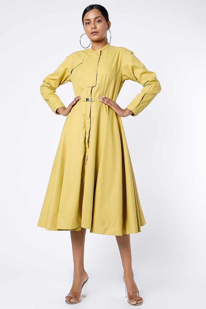 Yellow Terry Rayon Summer Shirt Dress by Notebook at Pernia's Pop Up Shop
