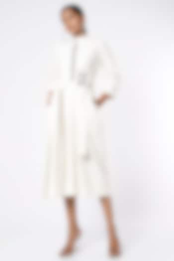 White Terry Rayon Shirt Dress by Notebook