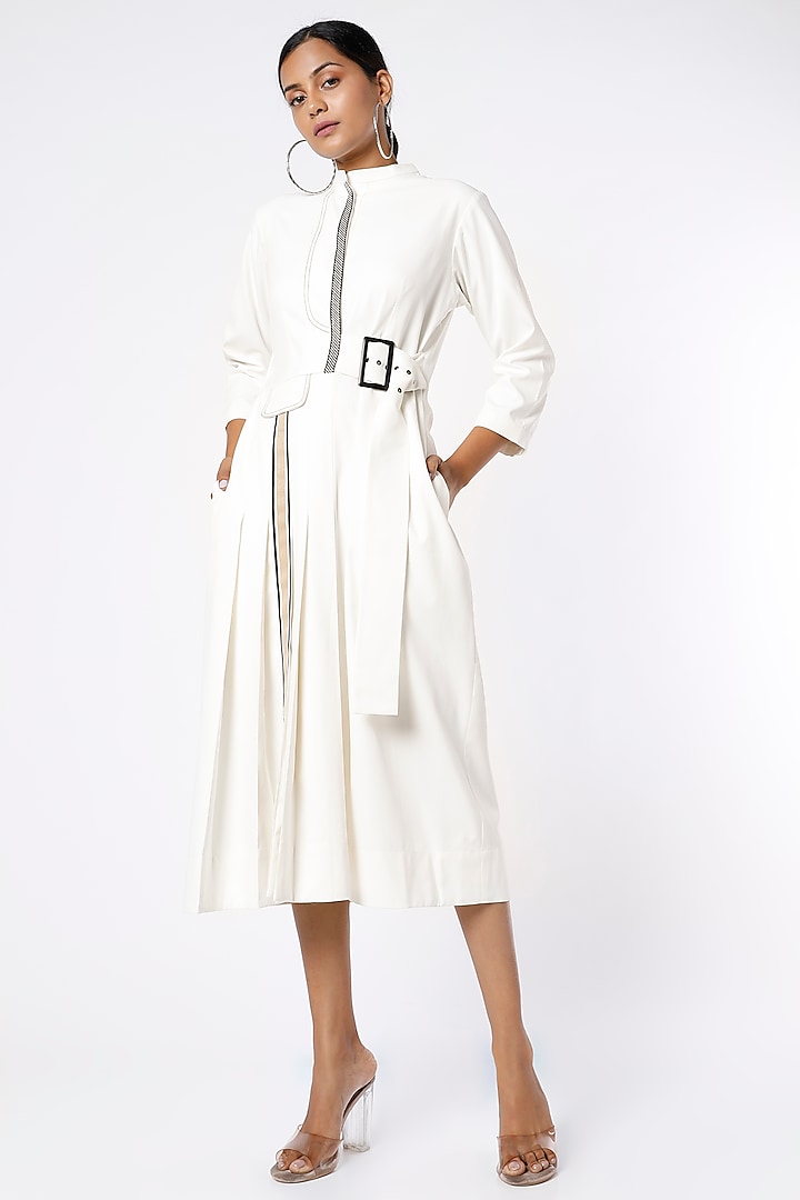 White Terry Rayon Shirt Dress by Notebook
