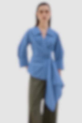 Blue Cotton Poplin Shirt by Notebook at Pernia's Pop Up Shop