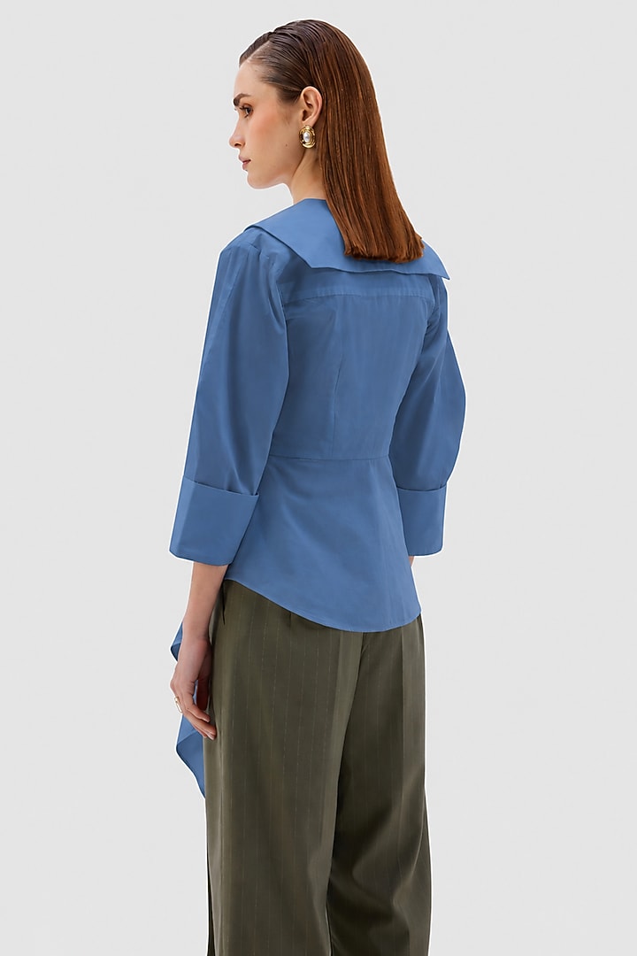 Blue Cotton Poplin Shirt by Notebook at Pernia's Pop Up Shop