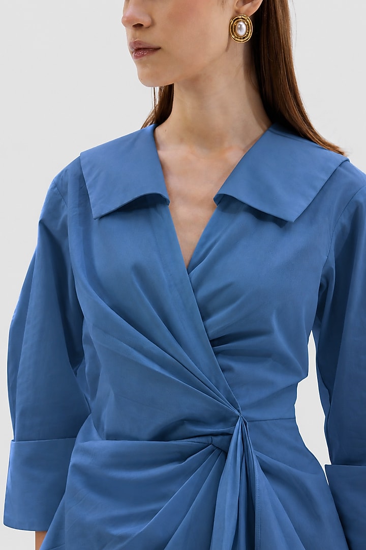 Blue Cotton Poplin Shirt by Notebook at Pernia's Pop Up Shop