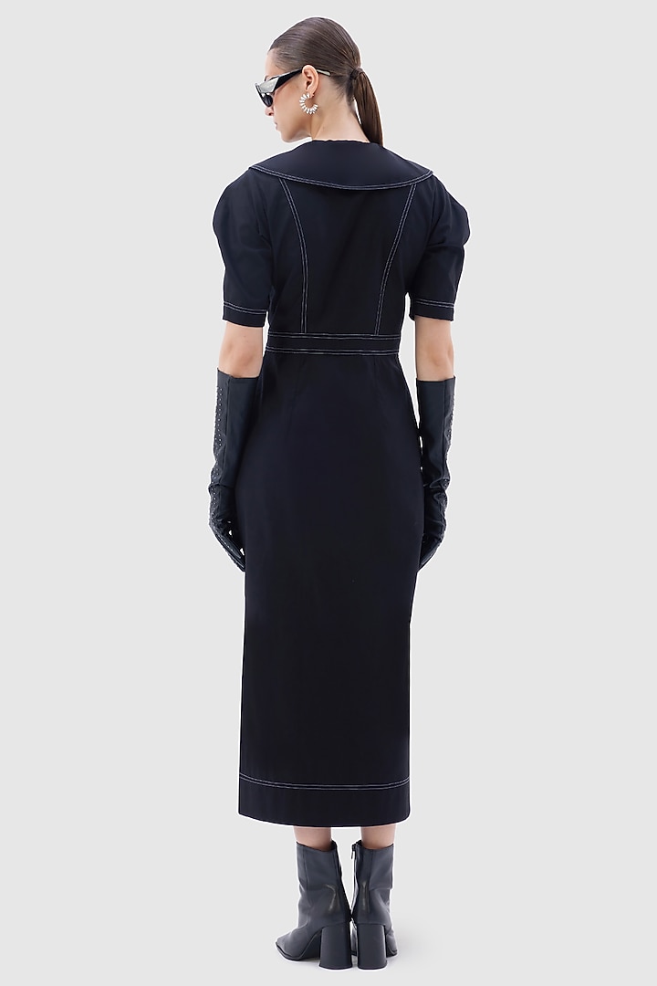 Black Cotton Poplin Midi Summer Dress by Notebook at Pernia's Pop Up Shop