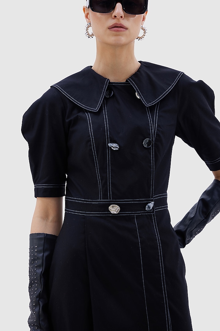 Black Cotton Poplin Midi Summer Dress by Notebook at Pernia's Pop Up Shop