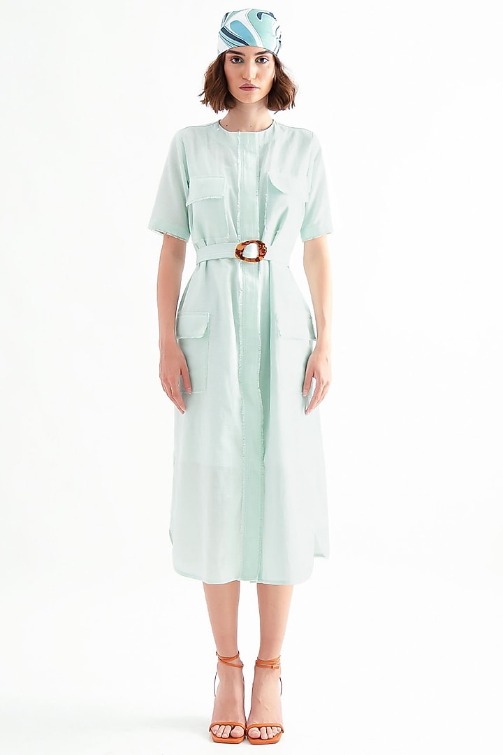 Baby Blue Linen Summer Shirt Dress by Notebook at Pernia's Pop Up Shop