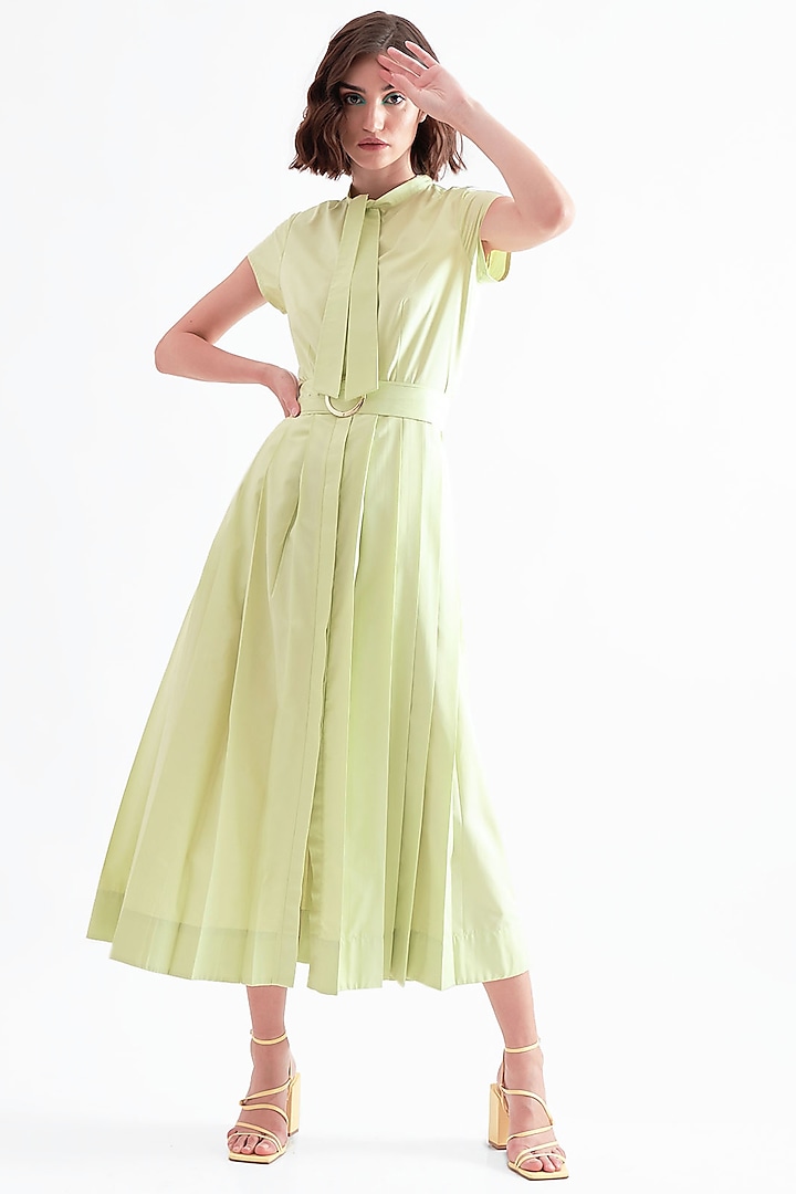 Old Lime Blended Shirt Dress by Notebook