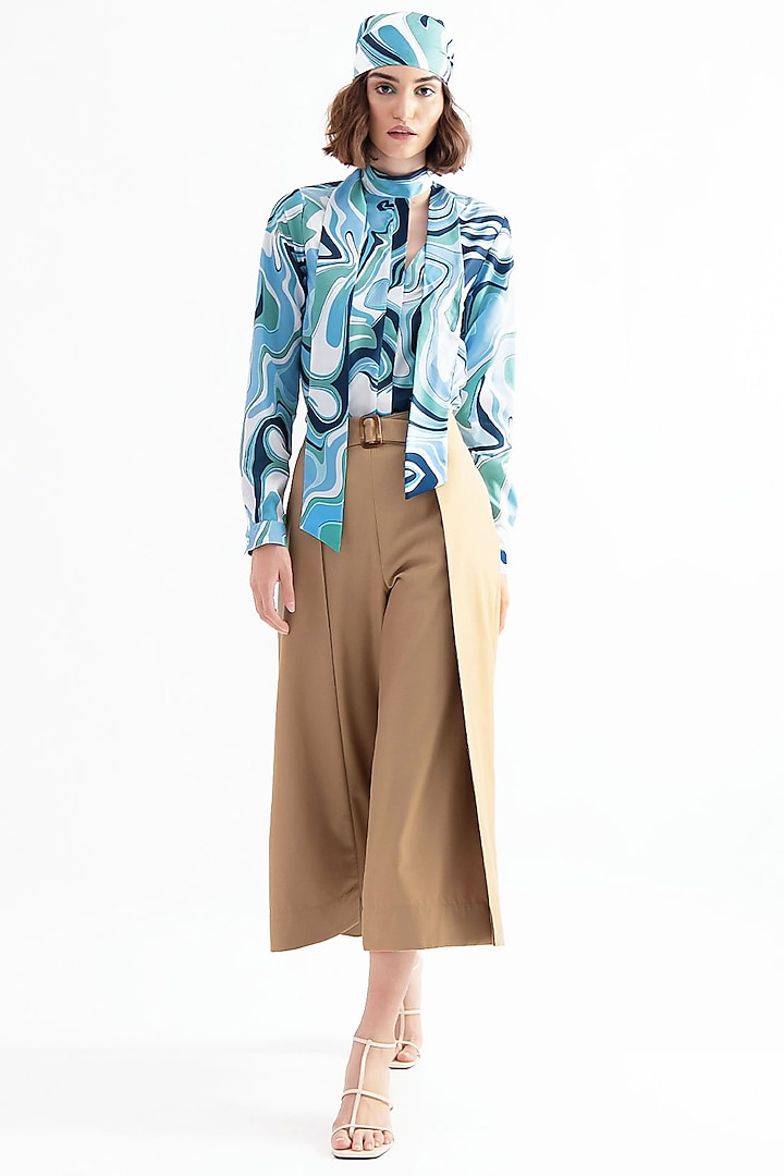 Caribbean Blue Psychedelic Printed Shirt by Notebook at Pernia's Pop Up Shop