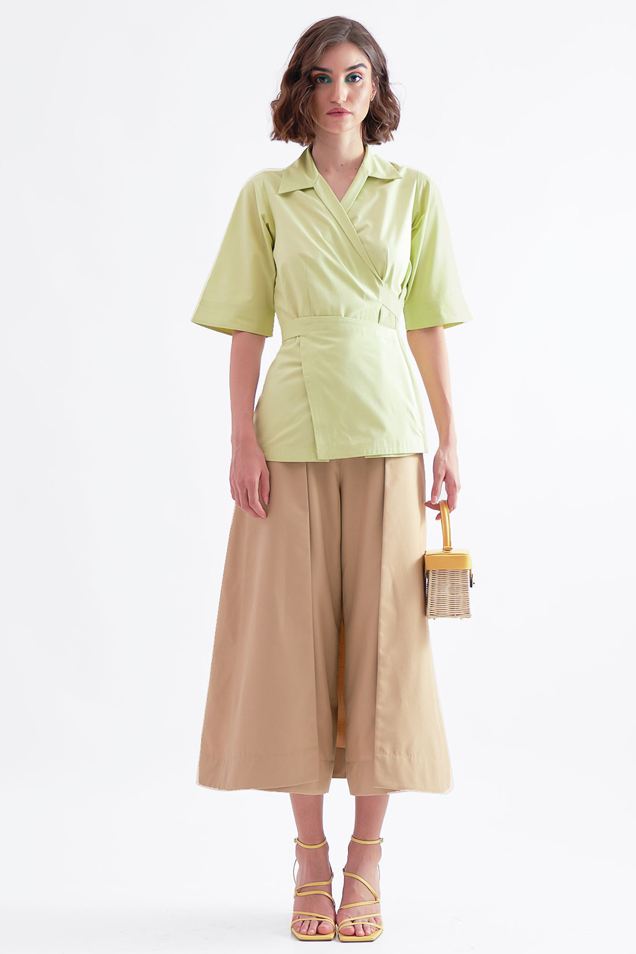 Lime Green Panelled Shirt by Notebook at Pernia's Pop Up Shop